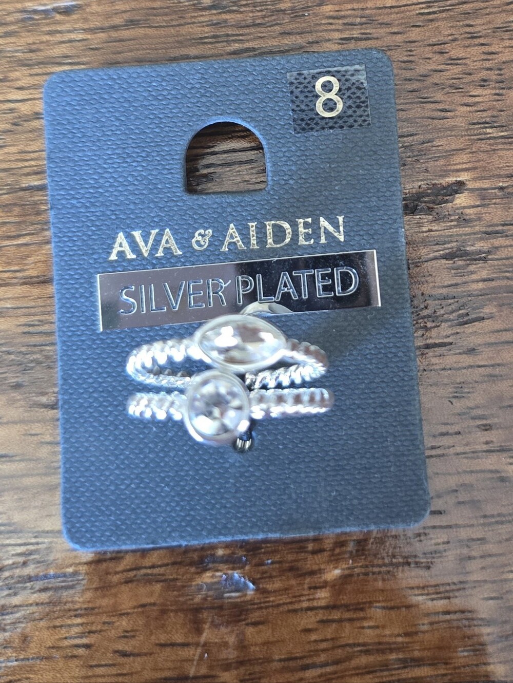 AVA & AIDEN Silver-Plated Double Band Crystal Ring — Silver
